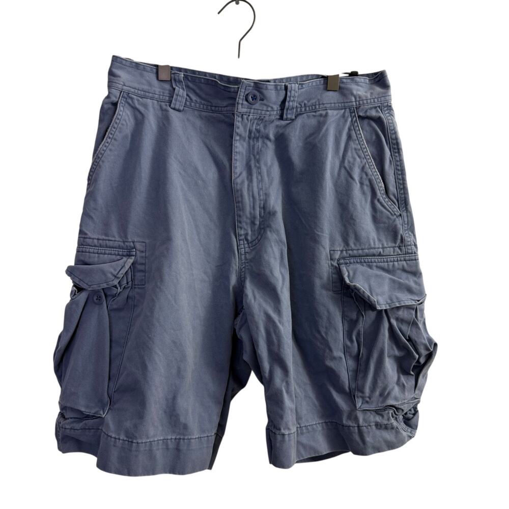 Vtg Polo Ralph Lauren Cargo Shorts 33 Mens Blue Preppy Cotton Casual Distressed